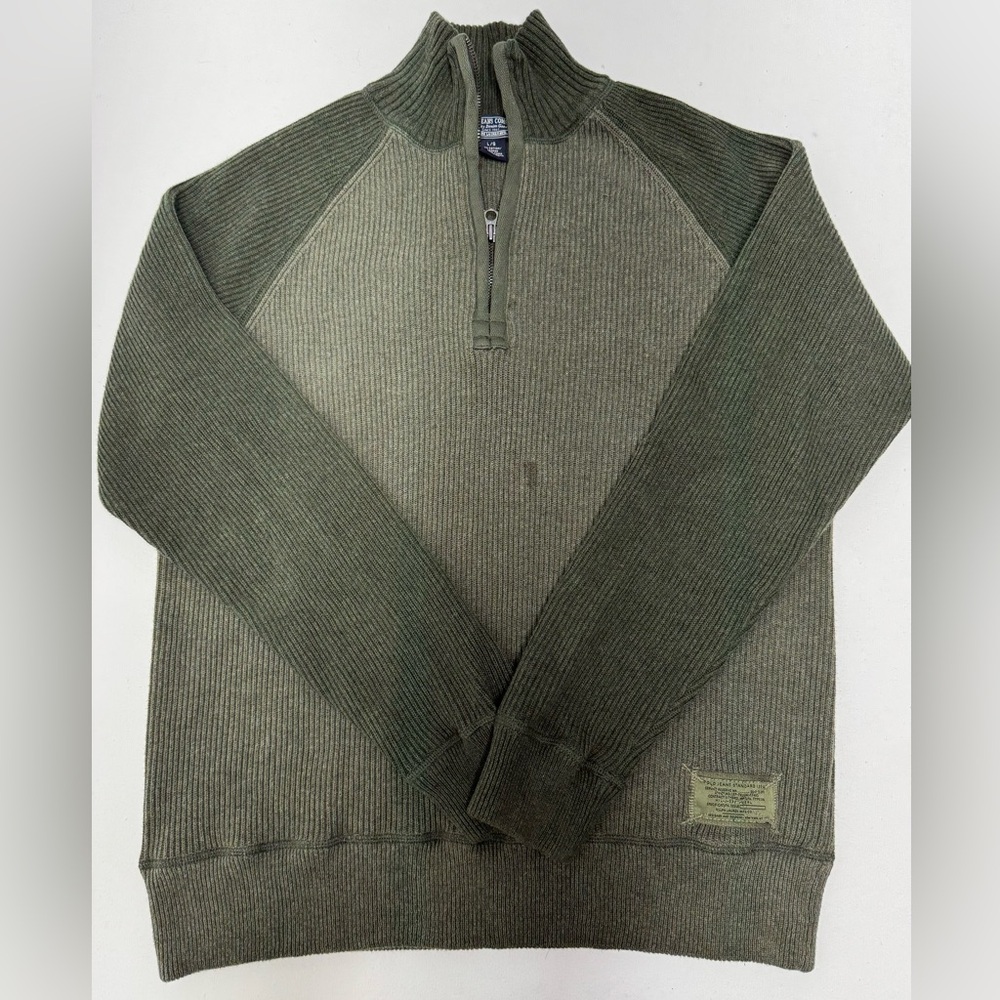 Polo Jeans Company Men’s L Sweater 1/4 Zip Pullover Olive Green